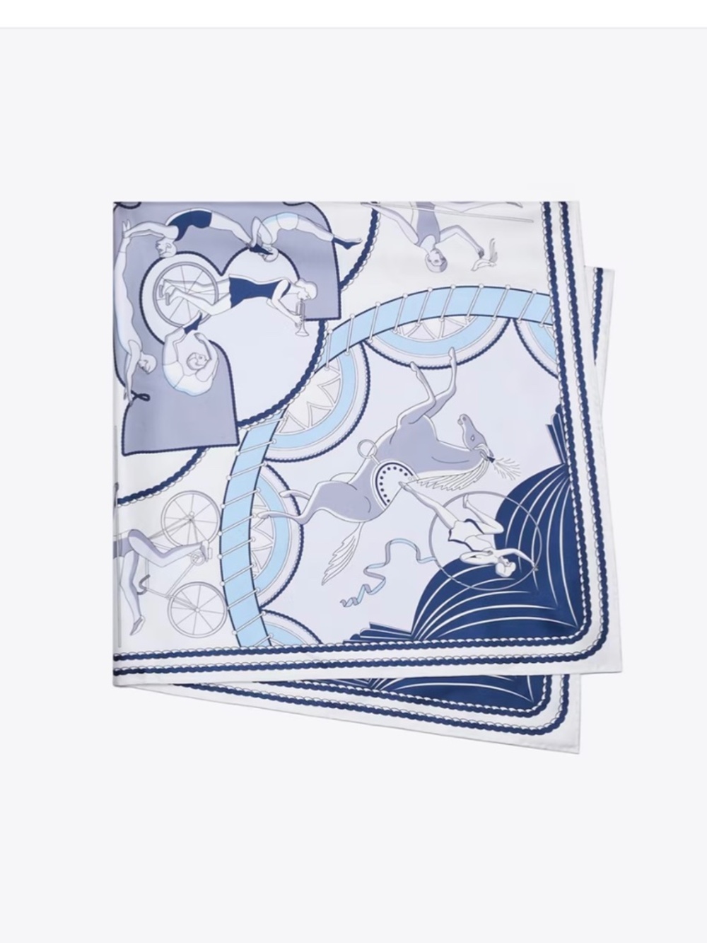 Tory Burch Aeronauts Double-Sided 100% Silk Square Scarf Blue Reversible 36" - Picture 4 of 9